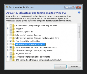 activer .NET Framework 3.5